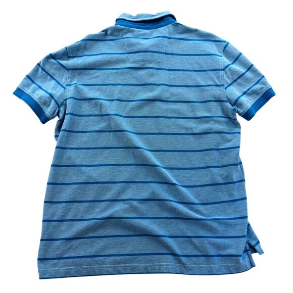 Nautica Mens Polo Shirt Large Striped Short Sleeve Classic Casual Travel Blue - Picture 2 of 10